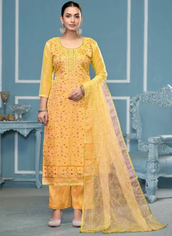Looking These Suit in Fine Colored Pair With Bottom And Dupatta.These Top Are Viscose Organza And Dupatta Are Fabricated On Organza Pair With Dull Santoon Bottom.Its Beautified With Designer Hand Work.