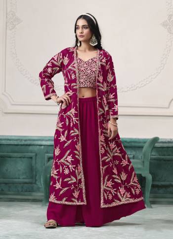 Looking These Beautiful Looking Fine Color Plazzo Suits.These Top Are Faux Georgette And Koti Are Faux Georgette And Bottom Faux Georgette Fabricated.Its Beautified With Designer Embroidery Work.