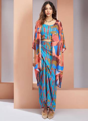 Attrective These Beautiful Looking Party Wear Readymade Western Style Top Skirt Shrug Dress.These Top And Skirt And Shrug Are Muslin Silk Fabricated.Its Beautified With Disigner Printed.
