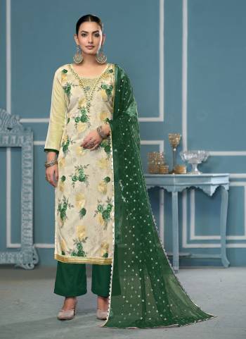 Looking These Suit in Fine Colored Pair With Bottom And Dupatta.These Top Are Viscose Banarasi And Dupatta Are Fabricated On Organza Pair With Dull Santoon Bottom.Its Beautified With Designer Printed,Embroidery,Hand Work.