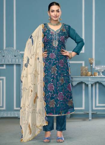 Garb These Suit in Fine Colored Pair With Bottom And Dupatta.These Top Are Viscose Organza And Dupatta Are Fabricated On Nazmin Pair With Dull Santoon Bottom.Its Beautified With Designer Printed,Embroidery,Hand Work.