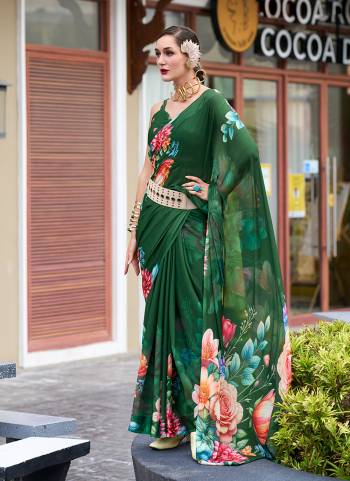 Looking These Party Wear Saree in Fine Colored.These Saree Are Georgette And Blouse is Fabricated On Georgette.Its Beautified With Designer Printed.