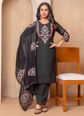 Garb These Suit in Fine Colored Pair With Bottom And Dupatta.These Top And Bottom Are Fabricated On Georgette Pair With Georgette Dupatta.Its Beautified With Designer Embroidery Work.