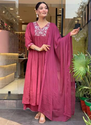 Attrective Looking These Beautiful Looking Readymade Suits.These Top Are Viscose Chinon And Bottom Are Viscose And Dupatta Nazmin Fabricated.Its Beautified With Designer Embroidery Work.