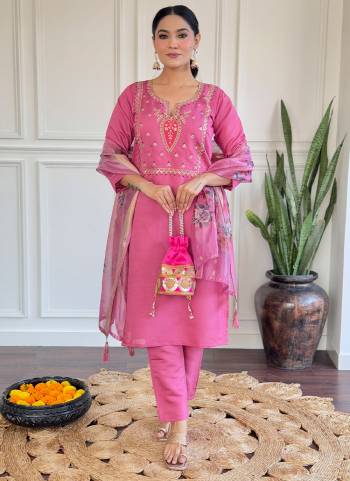 Attrective Looking These Beautiful Looking Readymade Suits.These Top Are Viscose Chanderi And Bottom Are Viscose Chanderi And Dupatta Jacquard Butti Fabricated.Its Beautified With Designer Embroidery Work With Printed.