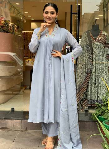 Attrective Looking These Beautiful Looking Readymade Suits.These Top Are Viscose Chinon And Bottom Are Viscose And Dupatta Viscose Chinon Fabricated.Its Beautified With Designer Embroidery Work.