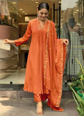 Attrective Looking These Beautiful Looking Readymade Suits.These Top Are Viscose Chinon And Bottom Are Viscose And Dupatta Viscose Chinon Fabricated.Its Beautified With Designer Embroidery Work.