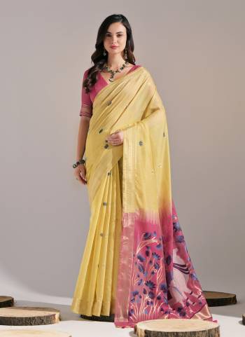 Looking These Festive Wear Saree in Fine Colored.These Saree And Blouse is Fabricated On Muga Cotton.Its Beautified With Weaving Resham Colorfull Designer.