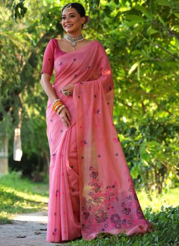 Garb These Festive Wear Saree in Fine Colored.These Saree And Blouse is Fabricated On Muga Cotton.Its Beautified With Floral Weaving Resham Designer.