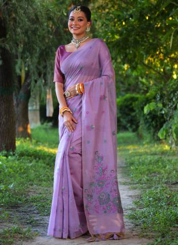 Garb These Festive Wear Saree in Fine Colored.These Saree And Blouse is Fabricated On Muga Cotton.Its Beautified With Floral Weaving Resham Designer.