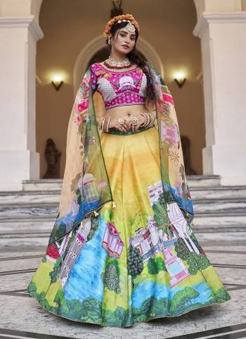 For A Designer Look,Grab These Lehenga Choli in Fine Colored.These Lehenga And Choli Are Fabricated On Art Silk Pair With Organza Dupatta.Its Beautified With Designer Printed With Heavy Hand Work.