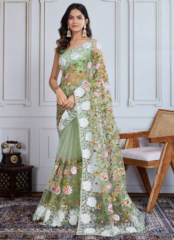 Attective These Party Wear Saree in Fine Colored.These Saree Are Soft Net And Blouse is Mono Banglori Fabricated.Its Beautified With Designer Multy Thread Embroidery Work.