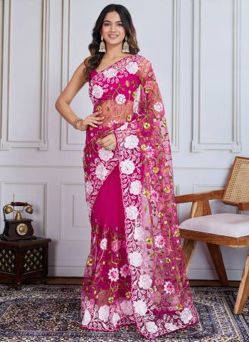 Attective These Party Wear Saree in Fine Colored.These Saree Are Soft Net And Blouse is Mono Banglori Fabricated.Its Beautified With Designer Multy Thread Embroidery Work.