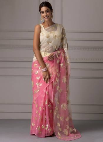 Garb These Fastival Saree in Fine Colored.These Saree Are Organza And Blouse is Satin Silk Fabricated.Its Beautified With Designer Gota Patti Work.
