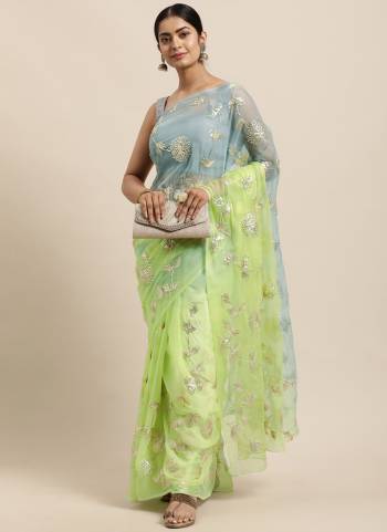 Garb These Fastival Saree in Fine Colored.These Saree Are Organza And Blouse is Satin Silk Fabricated.Its Beautified With Designer Gota Patti Work.