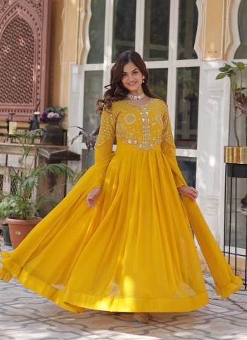 Looking These Beautiful Looking Party Wear Readymade Long Gown With Dupatta.These Gown And Dupatta is Fabricated On Faux Georgette.Its Beautified With Designer Embroidery Work.