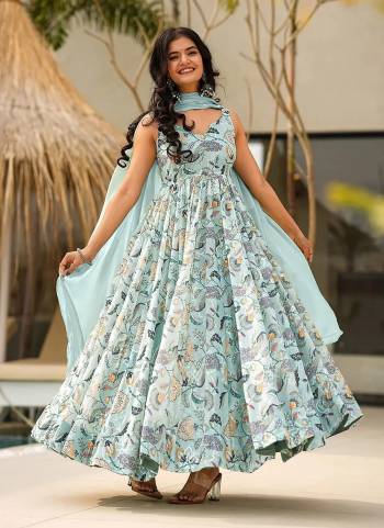 Attrective Looking These Beautiful Looking Readymade Long Gown With Dupatta.These Gown Are Rayon Fabricated With Georgette Dupatta.Its Beautified With Designer Digital Printed.