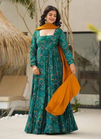 Attrective Looking These Beautiful Looking Readymade Long Gown With Dupatta.These Gown Are Rayon Fabricated With Georgette Dupatta.Its Beautified With Designer Digital Printed.