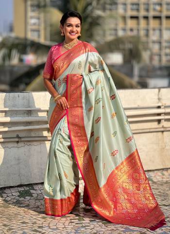 Attrective These Party Wear Saree in Fine Colored.These Saree And Blouse is Fabricated On Soft Silk.Its Beautified With Weaving Jacquard Meenakari Designer.