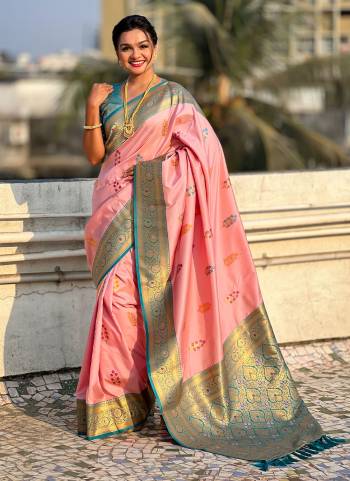 Attrective These Party Wear Saree in Fine Colored.These Saree And Blouse is Fabricated On Soft Silk.Its Beautified With Weaving Jacquard Meenakari Designer.