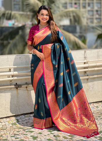 Attrective These Party Wear Saree in Fine Colored.These Saree And Blouse is Fabricated On Soft Silk.Its Beautified With Weaving Jacquard Meenakari Designer.