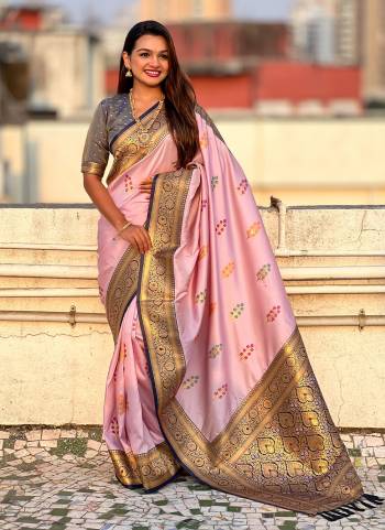 Attrective These Party Wear Saree in Fine Colored.These Saree And Blouse is Fabricated On Soft Silk.Its Beautified With Weaving Jacquard Meenakari Designer.