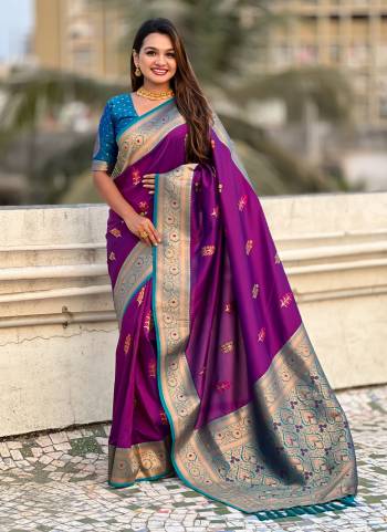 Attrective These Party Wear Saree in Fine Colored.These Saree And Blouse is Fabricated On Soft Silk.Its Beautified With Weaving Jacquard Meenakari Designer.