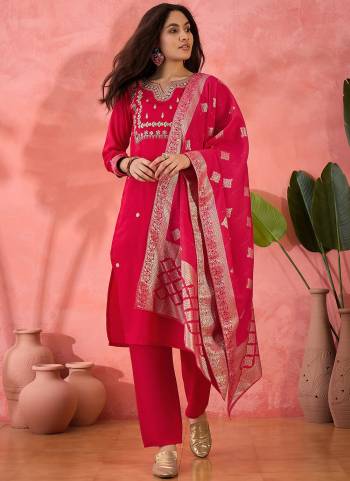 Garb These Beautiful Looking Readymade Suits With Dupatta.These Suit is Fabricated On Top Are Roman Silk And Bottom Are Roman Silk And Jacquard Dupatta .Its Beautified With Wevon Designer, Embroidery Work.