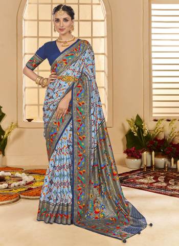  Looking These Party Wear Saree in Fine Colored.These Saree And Blouse is Fabricated On Cotton Silk Pair.Its Beautified With Wevon Jari Border Pallu Designer With Ikkat Printed.