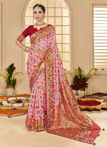  Looking These Party Wear Saree in Fine Colored.These Saree And Blouse is Fabricated On Cotton Silk Pair.Its Beautified With Wevon Jari Border Pallu Designer With Ikkat Printed.
