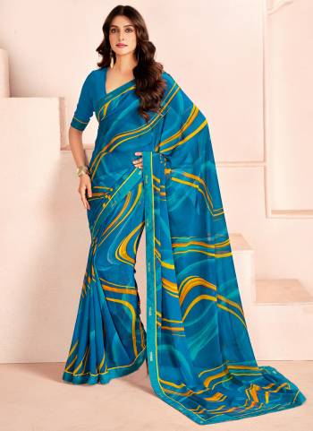 Garb These Party Wear Saree in Fine Colored.These Saree Are Bemberg Georgette And Blouse is Fabricated On Bemberg Georgette Pair.Its Beautified With Designer Digital Printed With Lace Border.