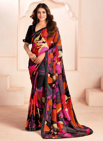 Garb These Party Wear Saree in Fine Colored.These Saree Are Bemberg Georgette And Blouse is Fabricated On Bemberg Georgette Pair.Its Beautified With Designer Digital Printed With Lace Border.