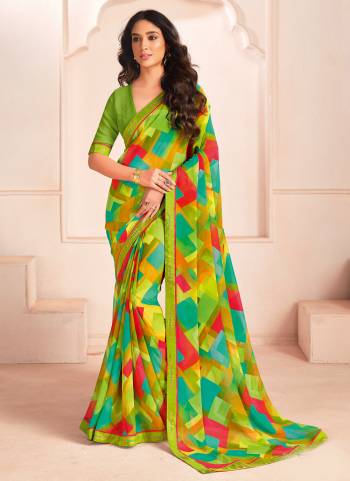 Garb These Party Wear Saree in Fine Colored.These Saree Are Bemberg Georgette And Blouse is Fabricated On Bemberg Georgette Pair.Its Beautified With Designer Digital Printed With Lace Border.