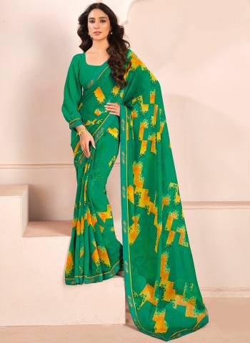 Garb These Party Wear Saree in Fine Colored.These Saree Are Bemberg Georgette And Blouse is Fabricated On Bemberg Georgette Pair.Its Beautified With Designer Digital Printed With Lace Border.
