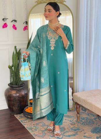 Attrective Looking These Beautiful Looking Readymade Suits.These Top Are Viscose Chanderi And Bottom Are Viscose Chanderi And Dupatta Nylon Jacquard Fabricated.Its Beautified With Designer Embroidery Work.