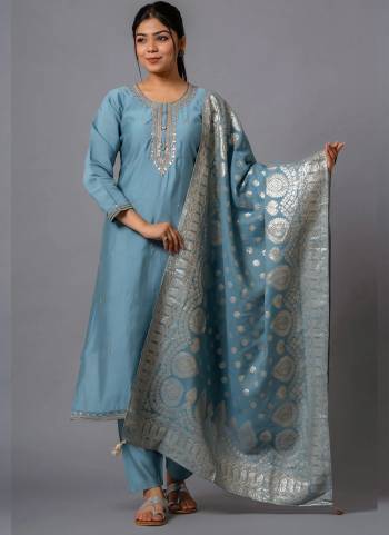 Attrective Looking These Beautiful Looking Readymade Suits.These Top Are Viscose Chanderi And Bottom Are Viscose Chanderi And Dupatta Jacquard Fabricated.Its Beautified With Designer Embroidery Work.