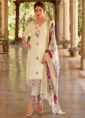 Garb These Beautiful Looking Readymade Suits With Dupatta.These Suit is Fabricated On Top Are Viscose Roman Silk And Bottom Are Viscose Roman Silk And Organza Dupatta .Its Beautified With Designer Thread Embroidery Work,Printed Dupatta.