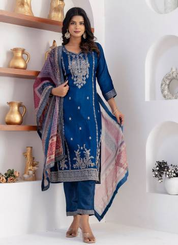Attrective These Beautiful Looking Readymade Suits With Dupatta.These Suit is Fabricated On Top Are Viscose Jacquard Silk And Bottom Are Viscose Silk And Organza Dupatta .Its Beautified With Wevon Jacquard Designer With Hand Work,Printed Dupatta.