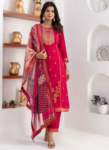 Attrective These Beautiful Looking Readymade Suits With Dupatta.These Suit is Fabricated On Top Are Viscose Jacquard Silk And Bottom Are Viscose Silk And Organza Dupatta .Its Beautified With Wevon Jacquard Designer With Hand Work,Printed Dupatta.