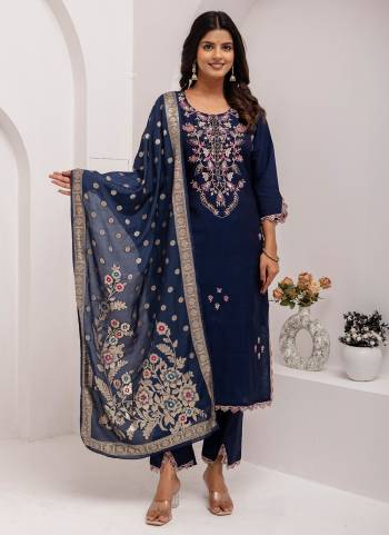 Attrective These Beautiful Looking Readymade Suits With Dupatta.These Suit is Fabricated On Top Are Viscose Silk And Bottom Are Viscose Silk And Jacquard Silk Dupatta .Its Beautified With Designer Embroidery With Hand Work,Wevon Jacquard Dupatta.