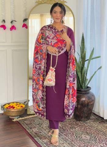 Attrective Looking These Beautiful Looking Readymade Suits.These Top And Bottom Are Viscose Chanderi And Dupatta Silk Fabricated.Its Beautified With Designer Embroidery Work With Printed.