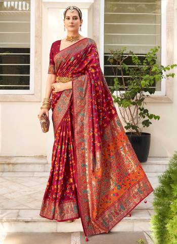 Garb These Party Wear Saree in Fine Colored.These Saree And Blouse is Fabricated On Velvet Tussar Silk Pair.Its Beautified With Wevon Jari Designer With Floral Printed.