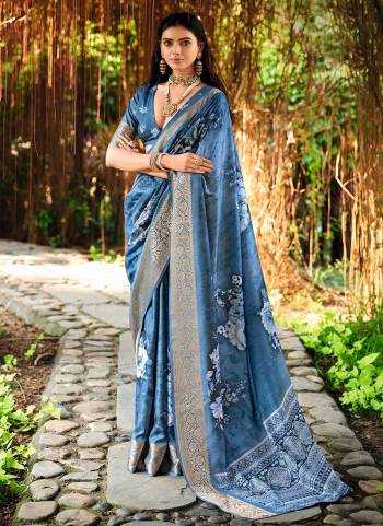 Attractive These Party Wear Saree in Fine Colored.These Saree And Blouse is Fabricated On Cotton Silk Pair.Its Beautified With Wevon Jari Border Designer With Digital Floral Printed.