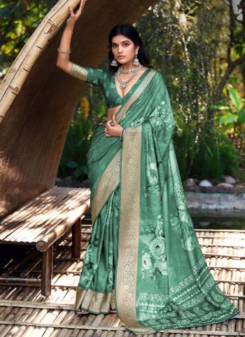 Attractive These Party Wear Saree in Fine Colored.These Saree And Blouse is Fabricated On Cotton Silk Pair.Its Beautified With Wevon Jari Border Designer With Digital Floral Printed.