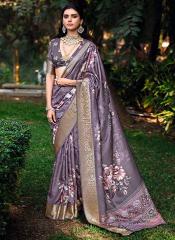 Attractive These Party Wear Saree in Fine Colored.These Saree And Blouse is Fabricated On Cotton Silk Pair.Its Beautified With Wevon Jari Border Designer With Digital Floral Printed.