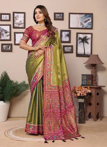 Attractive These Festive Party Wear Saree in Fine Colored.These Saree And Blouse is Fabricated On Banarasi Tissue Silk.Its Beautified With Wevon Jari Patola Designer.