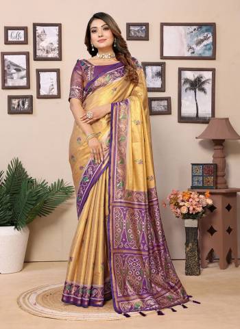 Attractive These Festive Party Wear Saree in Fine Colored.These Saree And Blouse is Fabricated On Banarasi Tissue Silk.Its Beautified With Wevon Jari Patola Designer.