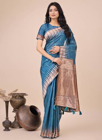 Attractive These Fastive Party Wear Saree in Fine Colored.These Saree And Blouse is Fabricated On Linen Cotton.Its Beautified With Weavon Jacquard Designer.