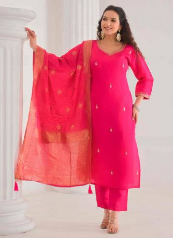 Attrective These Designer Suit in Fine Colored Pair With Bottom And Dupatta.