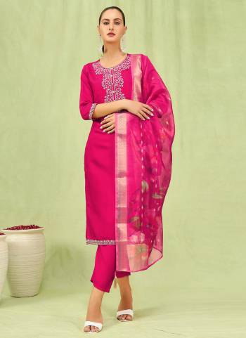 Garb These Beautiful Looking Readymade Suits With Dupatta.These Suit is Fabricated On Top Are Viscose Roman Silk And Bottom Are Viscose Roman Silk And Organza Dupatta .Its Beautified With Designer Embroidery Work.